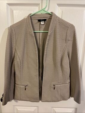 Alfani Light Taupe Textured Open-Front Blazer